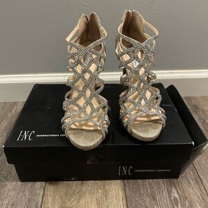INC International Concepts Women's Glittering Silver Heels
